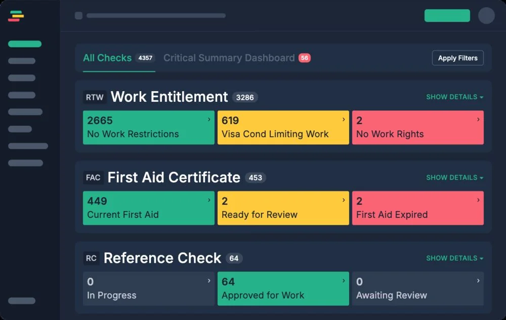 HR manager reviewing a compliance dashboard